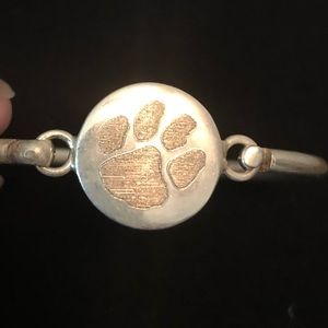 Clemson Sterling Silver Bangle Bracelet-Small
